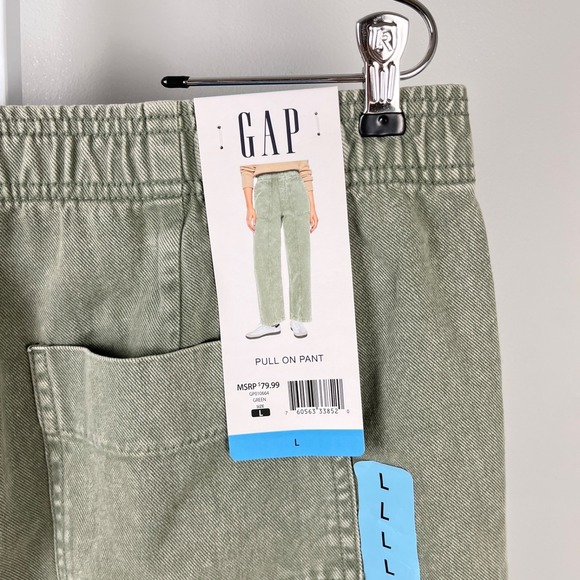 GAP Wide Leg Pull-On Pants Womens L Olive Green 100% Cotton New NWT - Picture 6 of 7
